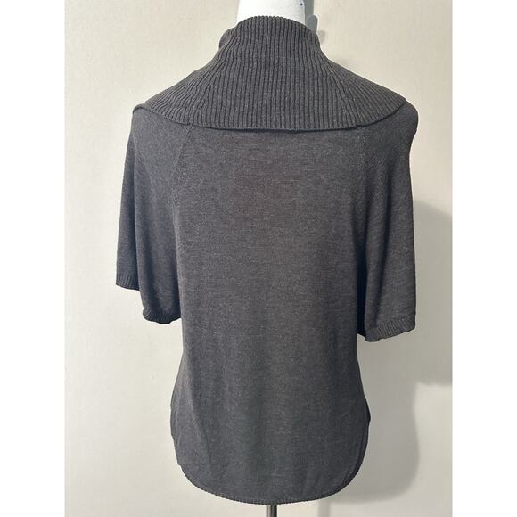 Women’s Brown Sweater Short Sleeve Cowl Neck Cropped Sz S Fall Classic NWT - Picture 6 of 14